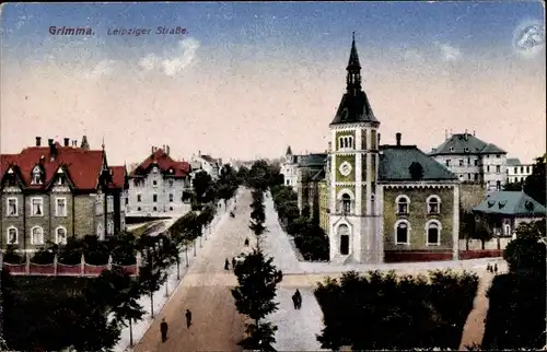 Ak Grimma in Sachsen, Leipziger Straße, Postamt