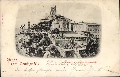 Ak Königswinter am Rhein, Plateau mit Ruine Drachenfels