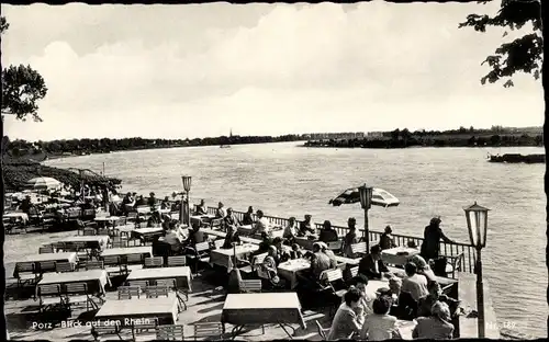 Ak Porz Köln am Rhein, Blick auf den Rhein, Terrasse