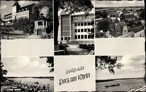 Ak Porz Köln am Rhein, Blick auf den Rhein, Terrasse, Gebäude