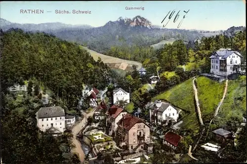 Ak Rathen Sächs. Schweiz, Gammerig, Ortsansicht, Panorama
