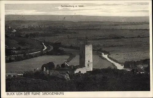 Ak Sachsenburg an der Unstrut Kyffhäuserkreis Thüringen, Blick von der Ruine