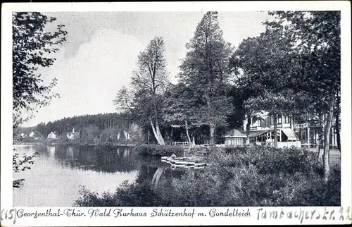 Ak Georgenthal Thüringer Wald, Kurhaus Schützenhof mit Gondelteich, Außensicht