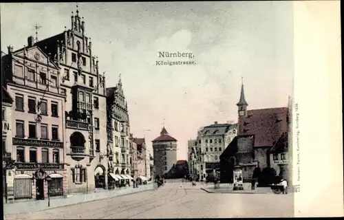 Ak Nürnberg in Mittelfranken Bayern, Königsstraße, Straßenszene