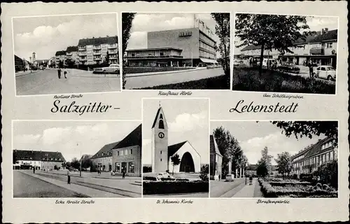 Ak Salzgitter in Niedersachsen, Berliner Straße, Kaufhaus Hertie, Ecke Breite Straße, Straßenpartie
