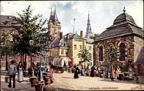 Künstler Ak Flower, Charles, Aachen in Nordrhein Westfalen, Partie am Fischmarkt