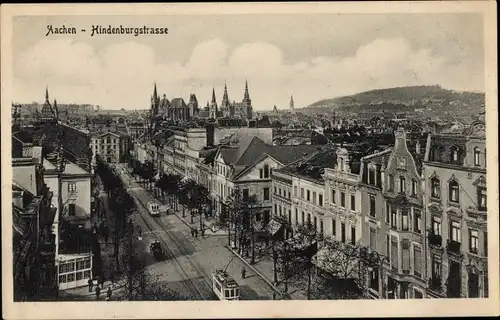 Ak Aachen in Nordrhein Westfalen, Hindenburgstraße, Straßenbahn