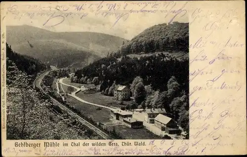 Ak Gehlberg Suhl in Thüringen, Gehlberger Mühle, Im Tal der wilden Gera