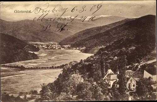 Ak Günterstal Freiburg im Breisgau, Ortschaft mit Landschaftsblick