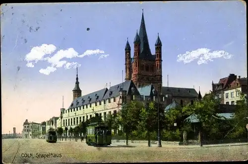 Ak Köln am Rhein, Stapelhaus, Straßenbahn