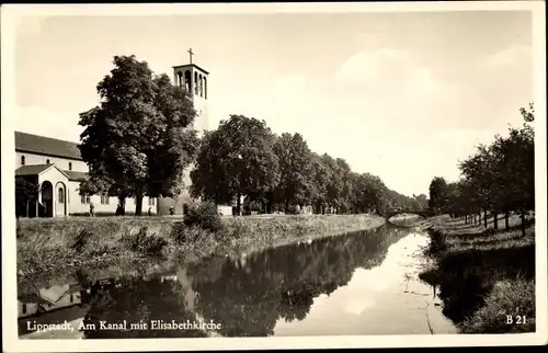 Ak Lippstadt in Westfalen, Am Kanal mit Elisabethkirche