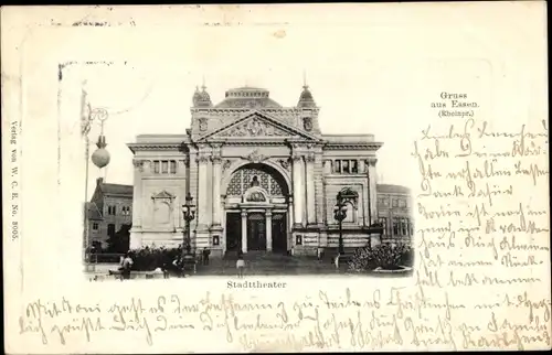 Präge Passepartout Ak Essen im Ruhrgebiet, Stadttheater