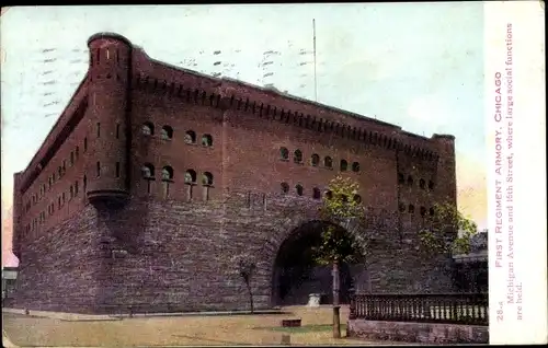 Ak Chicago Illinois USA, First Regiment Armory, Michigan Avenue and 16th Street