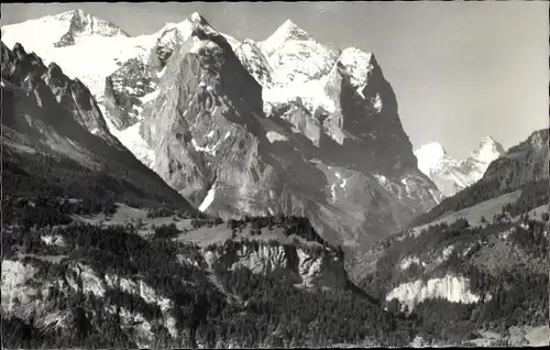Ak Hasliberg Kt. Bern Schweiz, Wetterhorngruppe mit Eiger u. Mönch