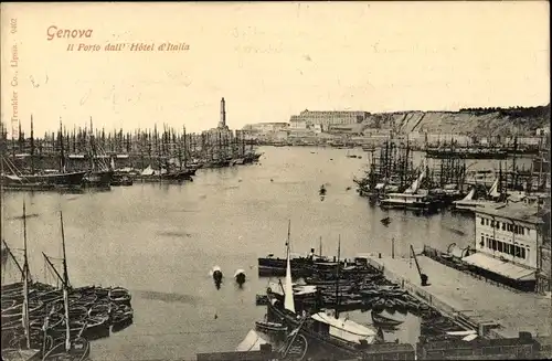 Ak Genova Genua Liguria, Il Porto dell'Hotel d'Italia