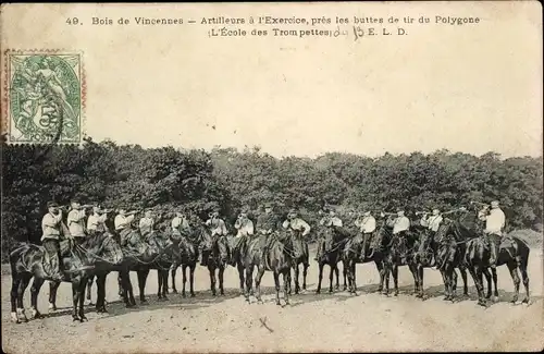 Ak Paris XII, Bois de Vincennes, Artilleurs a l'Exercice