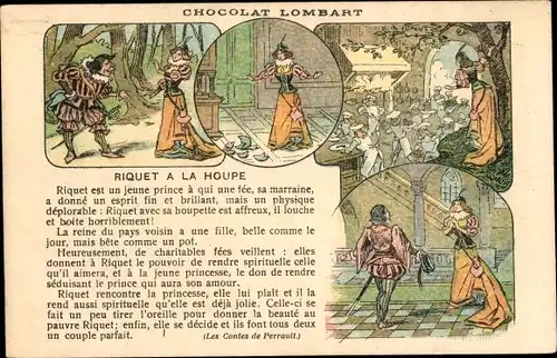 Ak Chocolat Lombart, Riquet a la Houpe, Reklame, Märchen, Charles Perrault