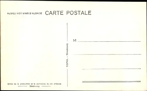Ak Strasbourg Elsass Bas Rhin, Teilansicht, Traubenlese, Vins d'Alsace
