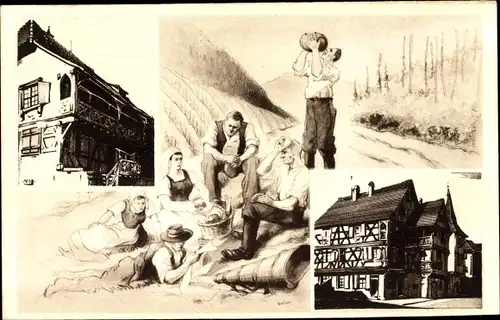 Ak Strasbourg Straßburg Elsass Bas Rhin, Ortsansichten, Vins d'Alsace, Weinanbau