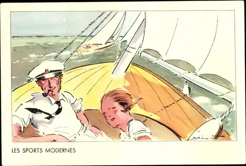 Künstler Ak Les Sports Modernes, Segelboot, Reklame, l'Hemostyl Hepamoxyl