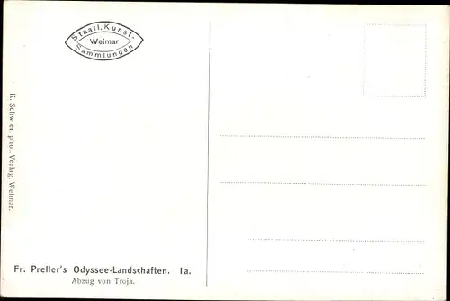Künstler Ak Preller, Fr., Odyssee Landschaften I a, Abzug von Troja