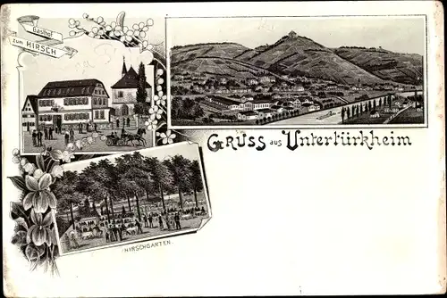 Litho Untertürkheim Stuttgart in Baden Württemberg, Teilansicht, Hirschgarten, Gasthof zum Hirsch