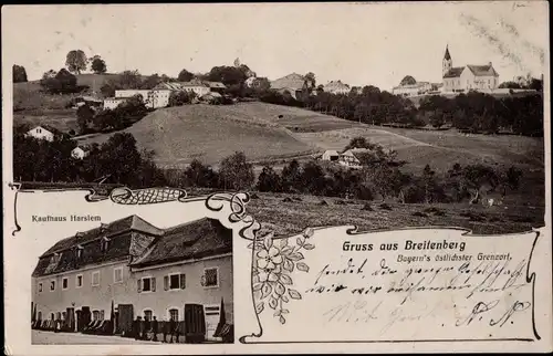 Ak Breitenberg Niederbayern, Teilansicht, Geschäft Harslem