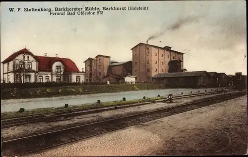 Ak Barkhorst Lasbek in Schleswig Holstein, Barckhorster Mühle, W. F. Stoltenberg, Gleise