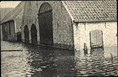 Ak Watersnood, Hochwasser, überschwemmte Häuser, Kamp de Oud Vosmeer