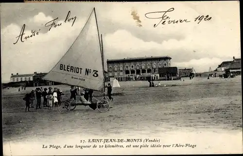 Ak Saint Jean de Monts Vendée, La Plage, l'Aero Plage, Strandsegeler
