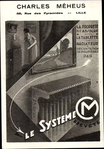 Ak Lille Nord, Reklame, Charles Meheus, Rue des Pyramides, le Systeme Brevete, Radiator, Heizung