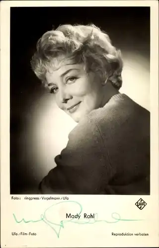 Ak Schauspielerin Mady Rahl, Portrait, Autogramm