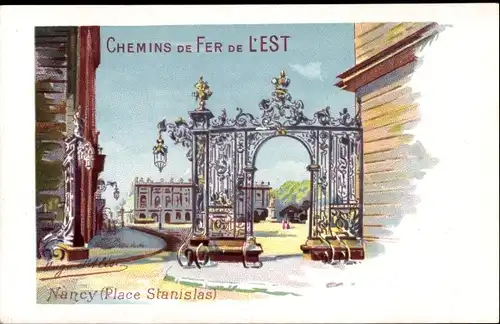 Künstler Litho D'Alesi, Hugo, Nancy Meurthe et Moselle, Chemins de Fer de l'Est, Place Stanislas