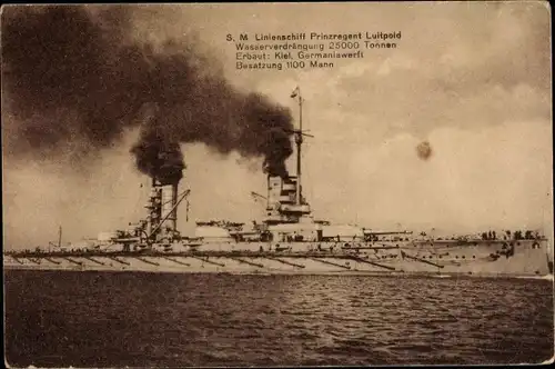 Ak Deutsches Kriegsschiff, SMS Prinzregent Luitpold, Großlinienschiff, Kaiserliche Marine