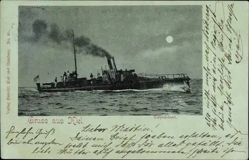 Mondschein Ak Deutsches Kriegsschiff, Torpedoboot