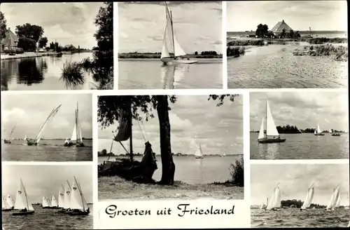 Ak Friesland Niederlande, Segelpartie, Segelboote