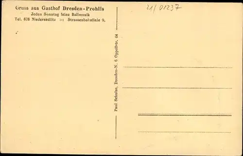 Ak Dresden Prohlis, Straßenpartie mit Gasthof