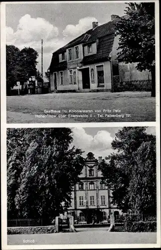Ak Hohenfinow in Brandenburg, Gasthaus und Kolonialwarenhandlung, Schloss