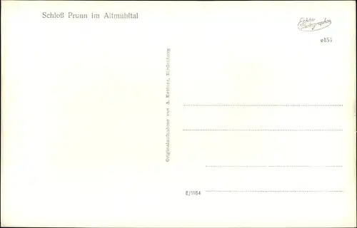 Ak Prunn Riedenburg in Niederbayern, Schloss Prunn im Altmühltal