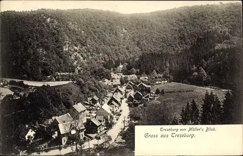 Ak Treseburg Thale im Harz, Blick auf den Ort von Müller's Blick aus