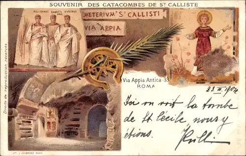 Litho Roma Rom Lazio, Catacombes de St. Calliste, Via Appia Antica 33