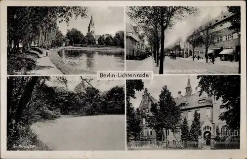 Ak Berlin Tempelhof Lichtenrade, Ortsansichten, Straßenpartie, Parkanlagen