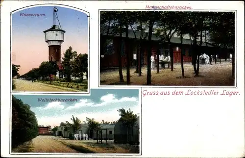 Ak Lockstedt in Schleswig Holstein, Lockstedter Lager, Wasserturm, Mannschafts- u. Wellblechbaracken