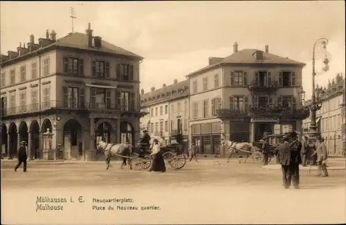 Ak Mulhouse Mülhausen Elsass Haut Rhin, Neuquartierplatz