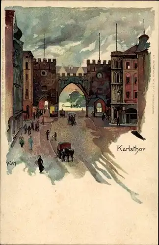 Künstler Litho Kley, H., München Bayern, Karlstor