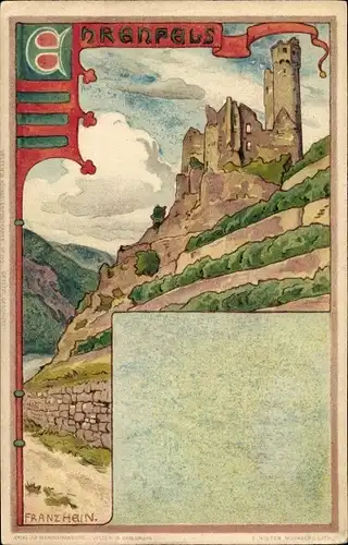 Künstler Litho Hein, Franz, Rüdesheim am Rhein, Burgruine Ehrenfels