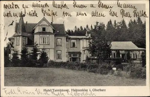 Ak Hahnenklee Bockswiese Goslar im Harz, Hotel Tannhäuser
