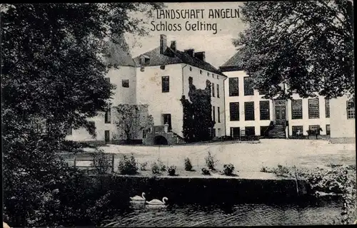 Ak Gelting in Angeln, Schloss, Schwäne