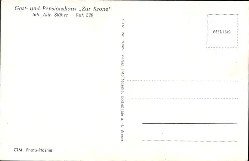 Ak Bodenfelde an der Weser, Gast- und Pensionshaus Zur Krone, Innenansicht