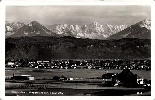 Ak Klagenfurt am Wörthersee Kärnten, Flughafen, Panorama, Koschutta